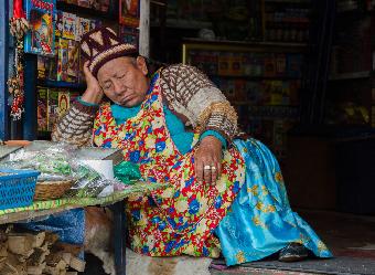 Very tired shop keeper!