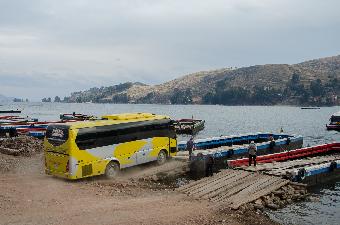 Our bus getting on the ferry