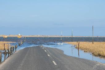 The tide cutting off Holy Island